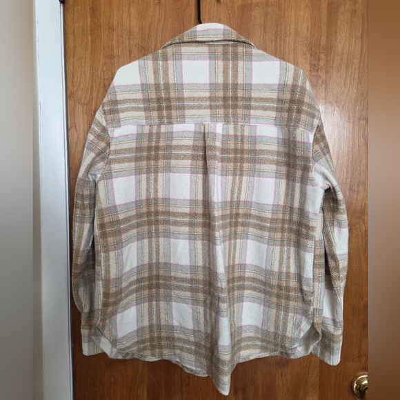 American Eagle Outfitters Women's Checkered Teddy Jacket - Cream and Pink - Picture 4 of 4